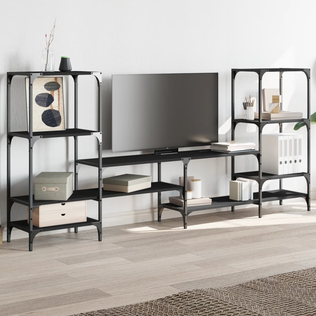 Mobile Porta TV Nero 206,5x28,5x95 cm in Legno Multistrato | homemem39