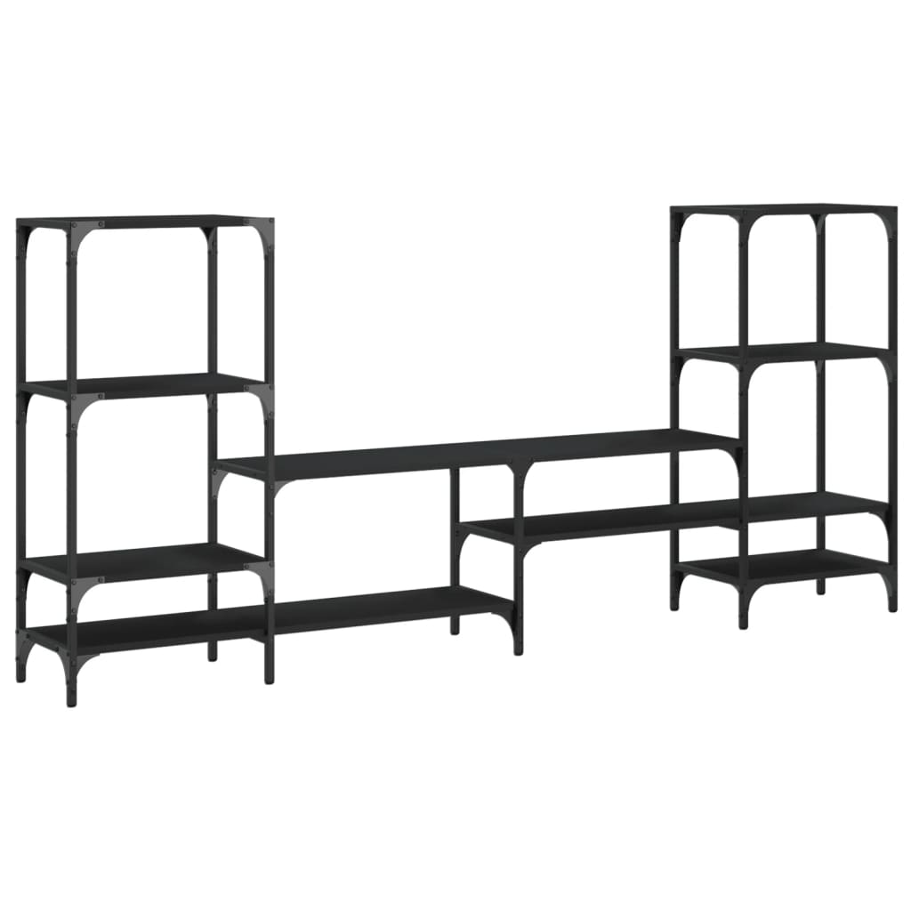 Mobile Porta TV Nero 206,5x28,5x95 cm in Legno Multistrato | homemem39