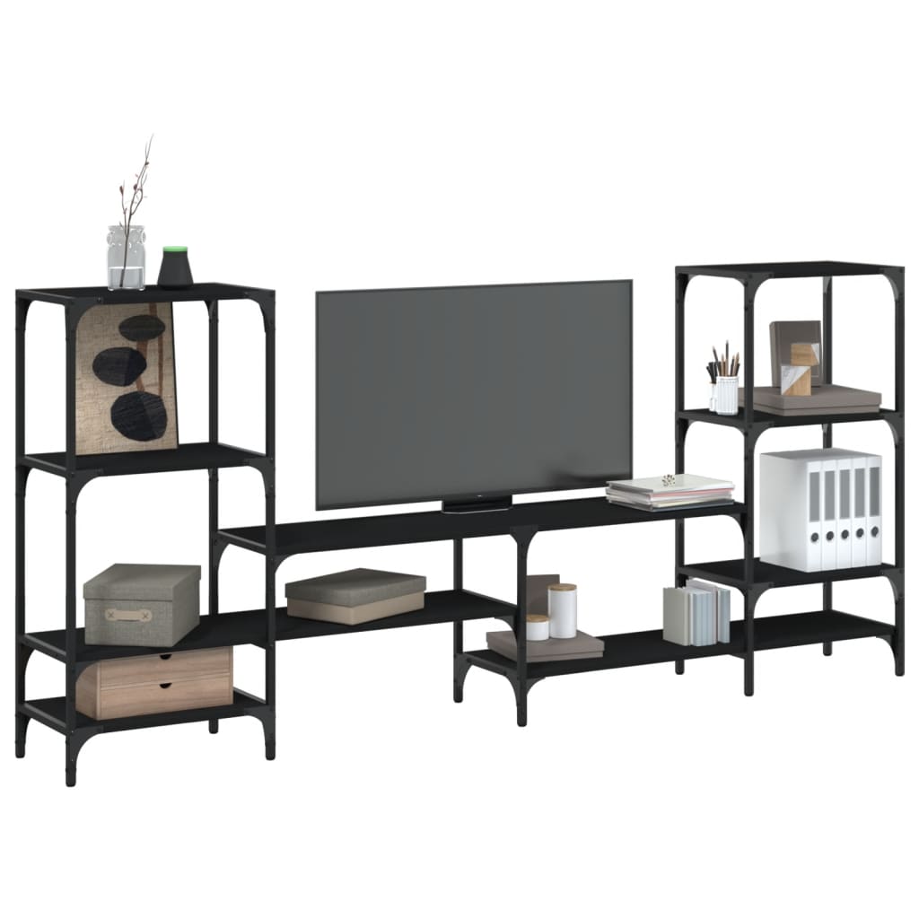 Mobile Porta TV Nero 206,5x28,5x95 cm in Legno Multistrato | homemem39
