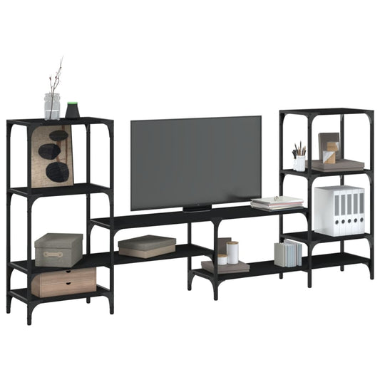 Mobile Porta TV Nero 206,5x28,5x95 cm in Legno Multistrato | homemem39