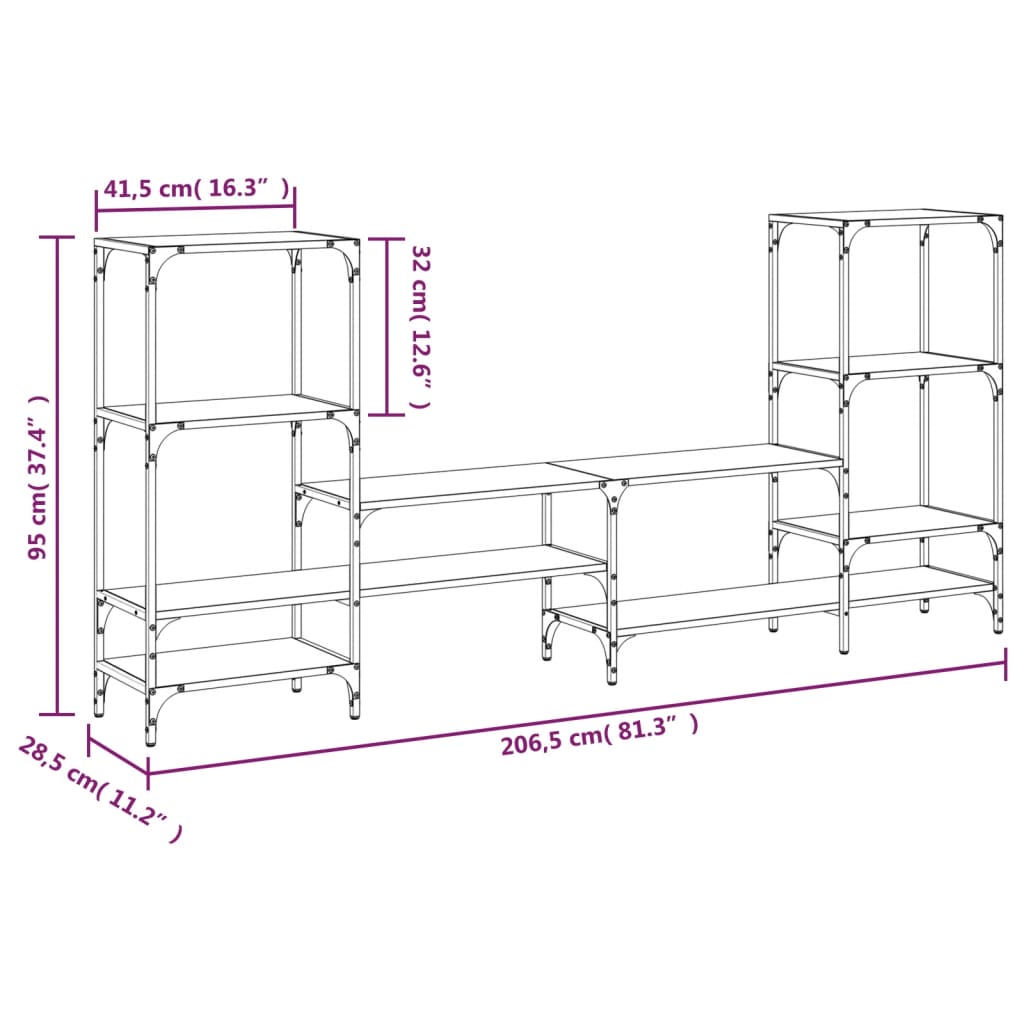 Mobile Porta TV Rovere Sonoma 206,5x28,5x95cm Legno Multistrato | homemem39