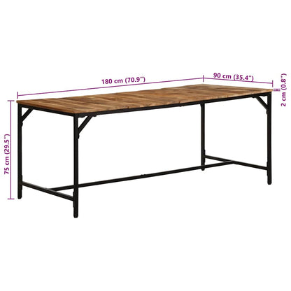 Tavolo da Pranzo 180x90x75 cm in Legno Massello di Mango Grezzo
