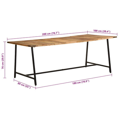 Tavolo da Pranzo 200x100x75 cm in Legno Massello di Mango | homemem39