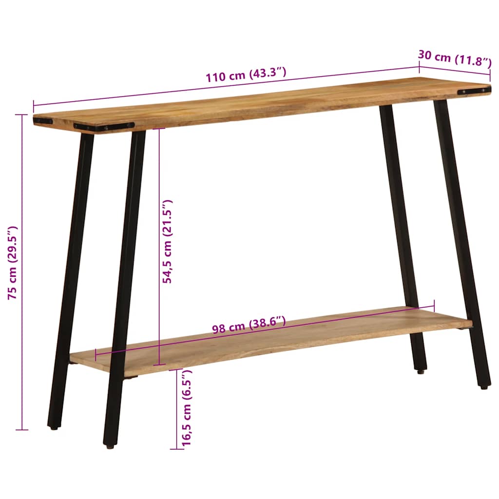 Tavolo Consolle 110x30x75 cm in Legno Massello di Mango - homemem39