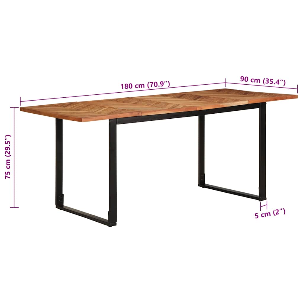 Tavolo da Pranzo 180x90x75 cm in Legno Massello di Acacia | homemem39