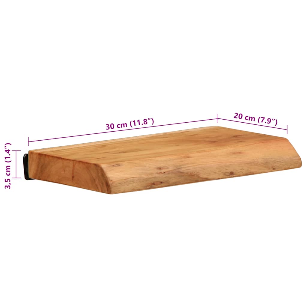Mensole da Parete 2 pz 30x20x3,5 cm in Legno Massello di Acacia | homemem39