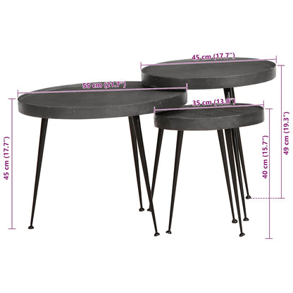 Tavolini da Salotto 3 pz Neri in Legno Multistrato | homemem39
