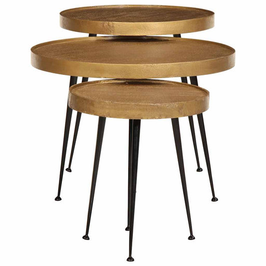 Tavolini da Salotto 3 pz Oro in Legno Multistrato