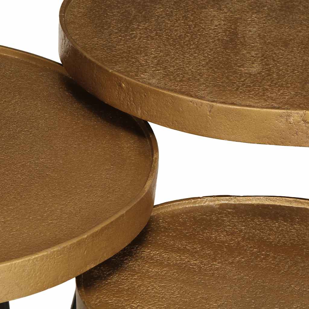 Tavolini da Salotto 3 pz Oro in Legno Multistrato