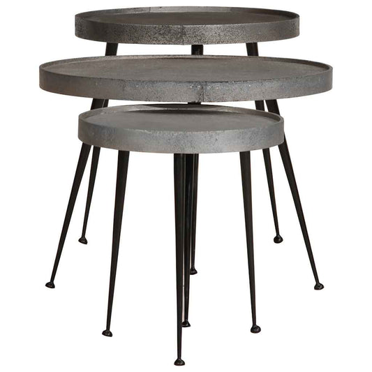 Tavolini da Salotto 3 pz Argento in Legno Multistrato