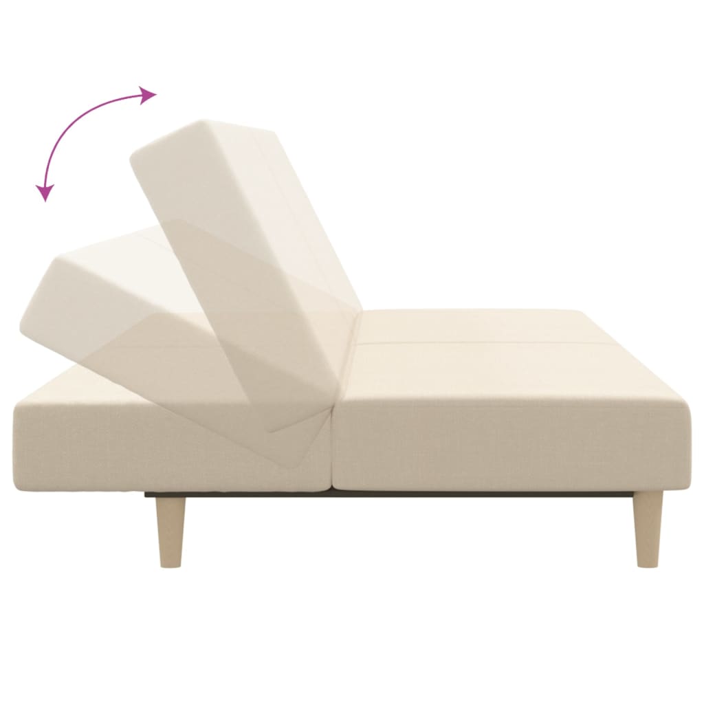 Divano Letto a 2 Posti Crema in Tessuto - homemem39