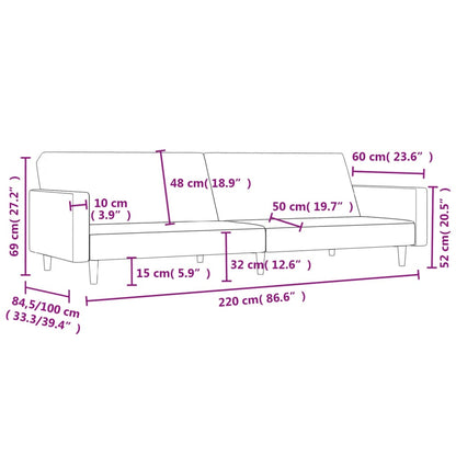 Divano Letto a 2 Posti Nero in Tessuto - homemem39