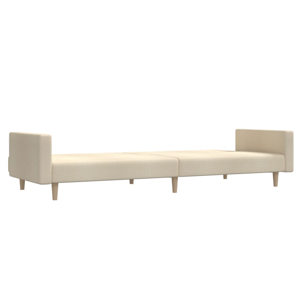 Divano Letto a 2 Posti Crema in Tessuto | homemem39