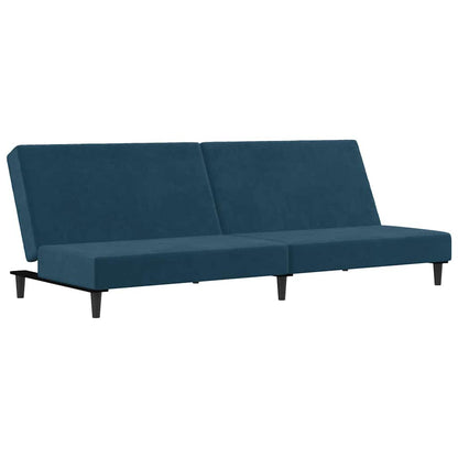 Divano Letto a 2 Posti Blu in Velluto | homemem39