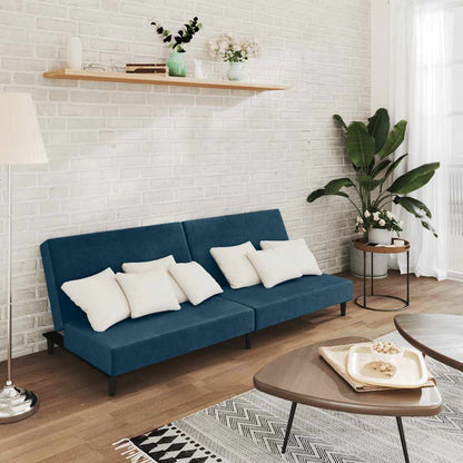 Divano Letto a 2 Posti Blu in Velluto | homemem39