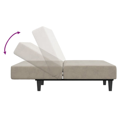 Divano Letto a 2 Posti Grigio Chiaro in Velluto - homemem39