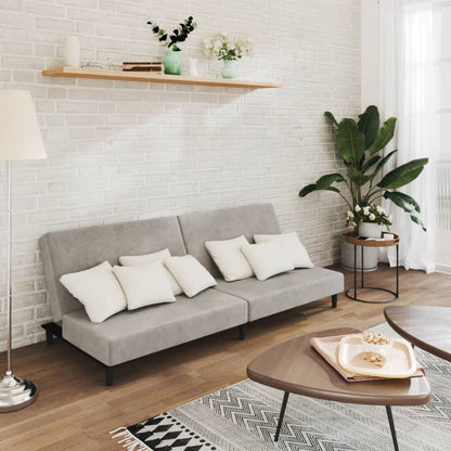 Divano Letto a 2 Posti Grigio Chiaro in Velluto - homemem39