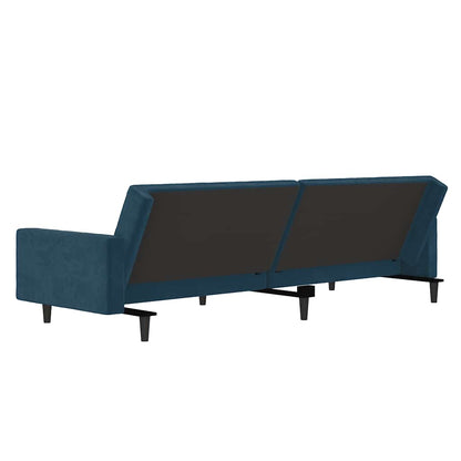 Divano Letto a 2 Posti Blu in Velluto | homemem39