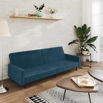 Divano Letto a 2 Posti Blu in Velluto | homemem39
