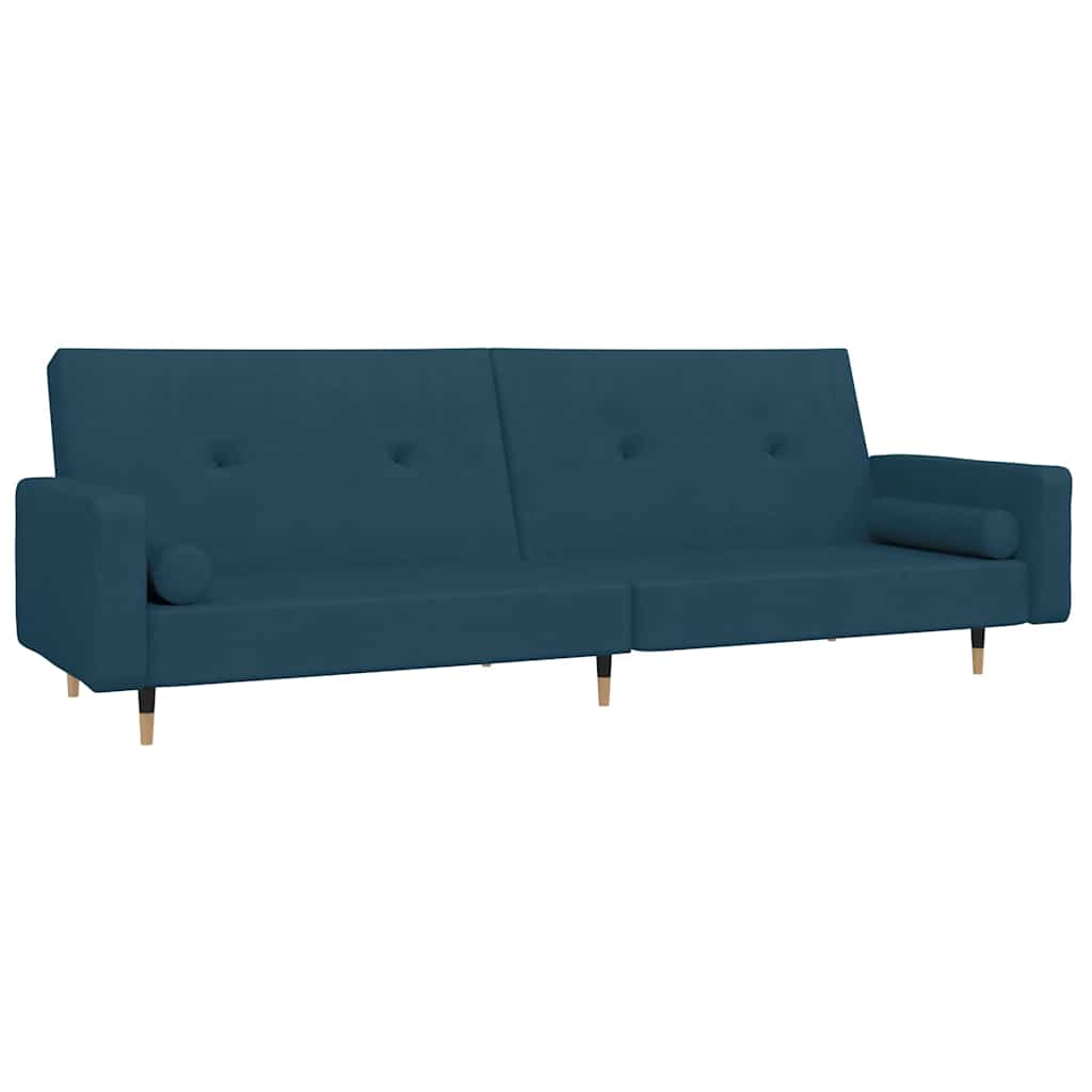 Divano Letto a 2 Posti con 2 Cuscini Blu in Velluto | homemem39
