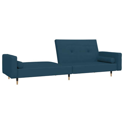 Divano Letto a 2 Posti con 2 Cuscini Blu in Velluto | homemem39