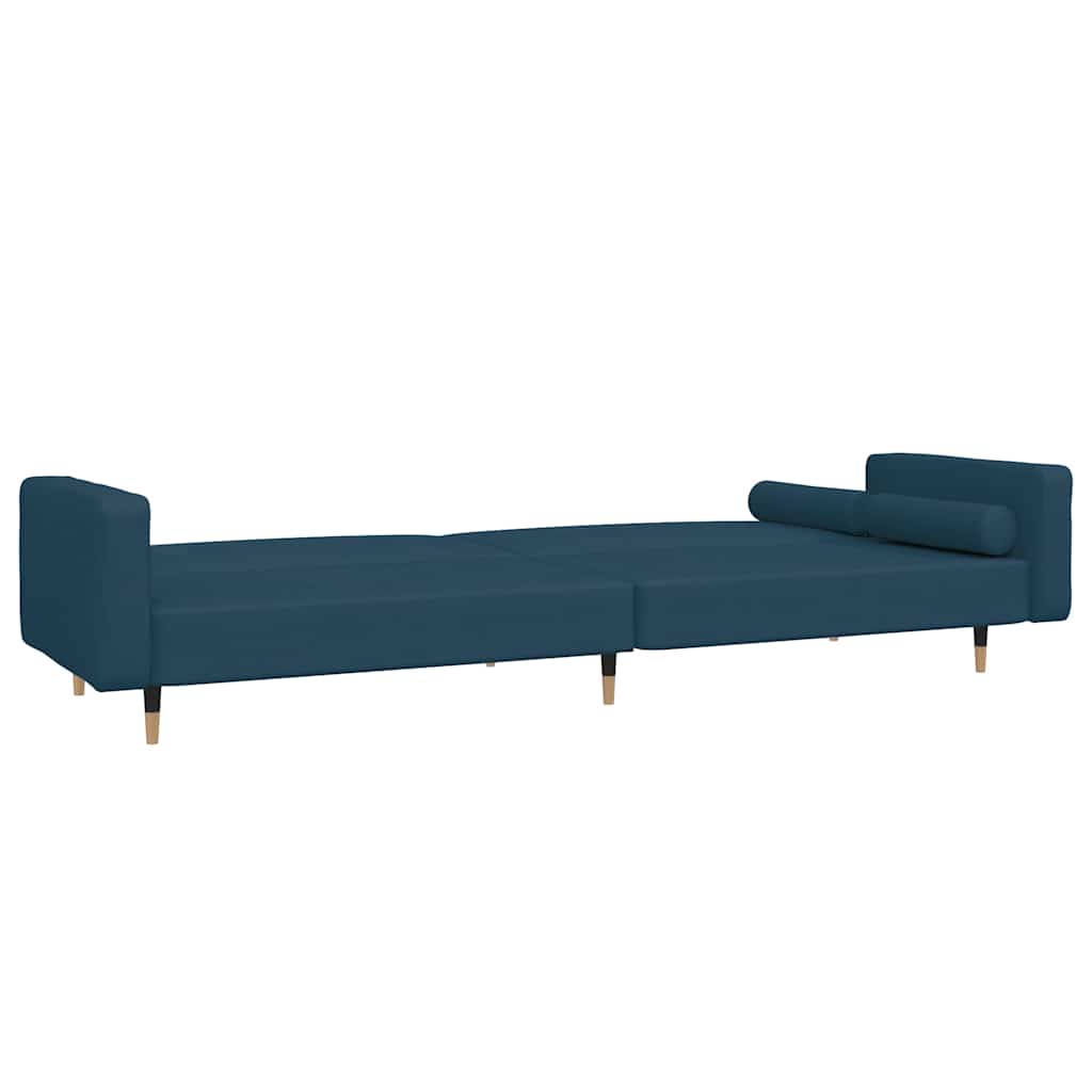 Divano Letto a 2 Posti con 2 Cuscini Blu in Velluto | homemem39