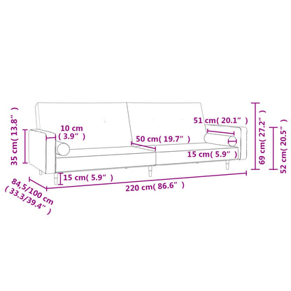 Divano Letto a 2 Posti con 2 Cuscini Grigio Scuro in Velluto - homemem39