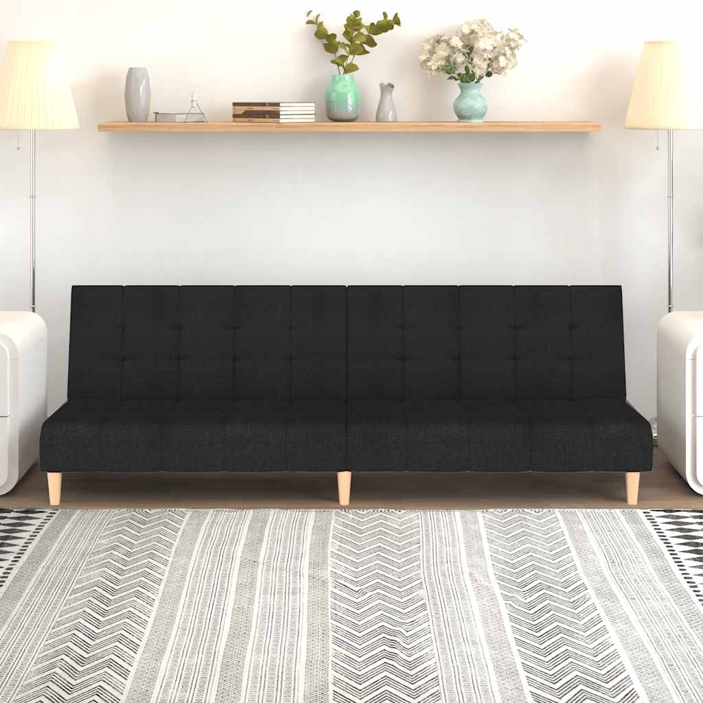 Divano Letto a 2 Posti Nero in Tessuto | homemem39