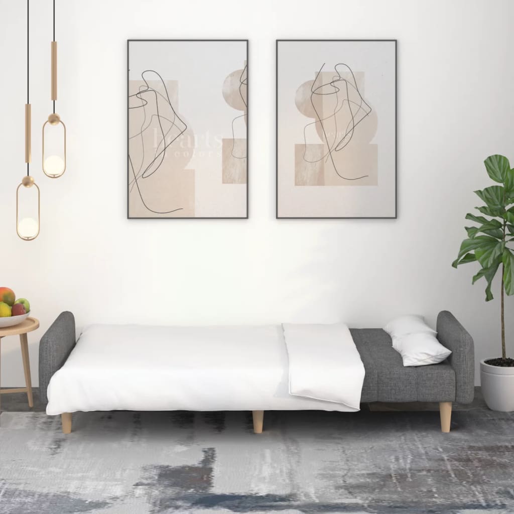 Divano Letto a 2 Posti Grigio Chiaro in Tessuto - homemem39