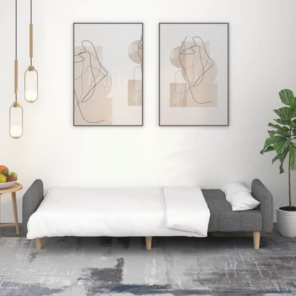 Divano Letto a 2 Posti Grigio Chiaro in Tessuto - homemem39