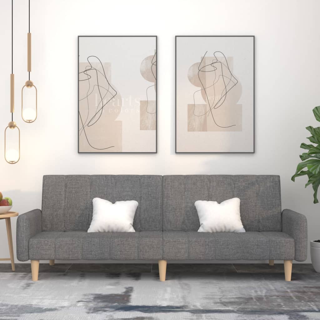 Divano Letto a 2 Posti Grigio Chiaro in Tessuto - homemem39