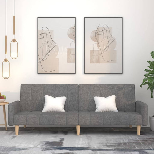 Divano Letto a 2 Posti Grigio Chiaro in Tessuto - homemem39