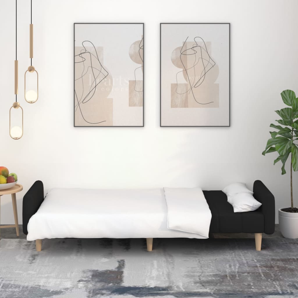 Divano Letto a 2 Posti Nero in Tessuto - homemem39