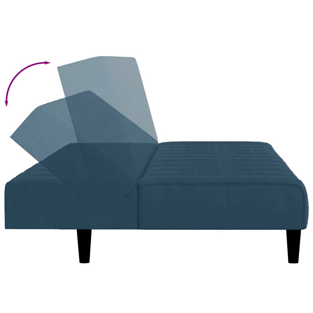 Divano Letto a 2 Posti Blu in Velluto | homemem39