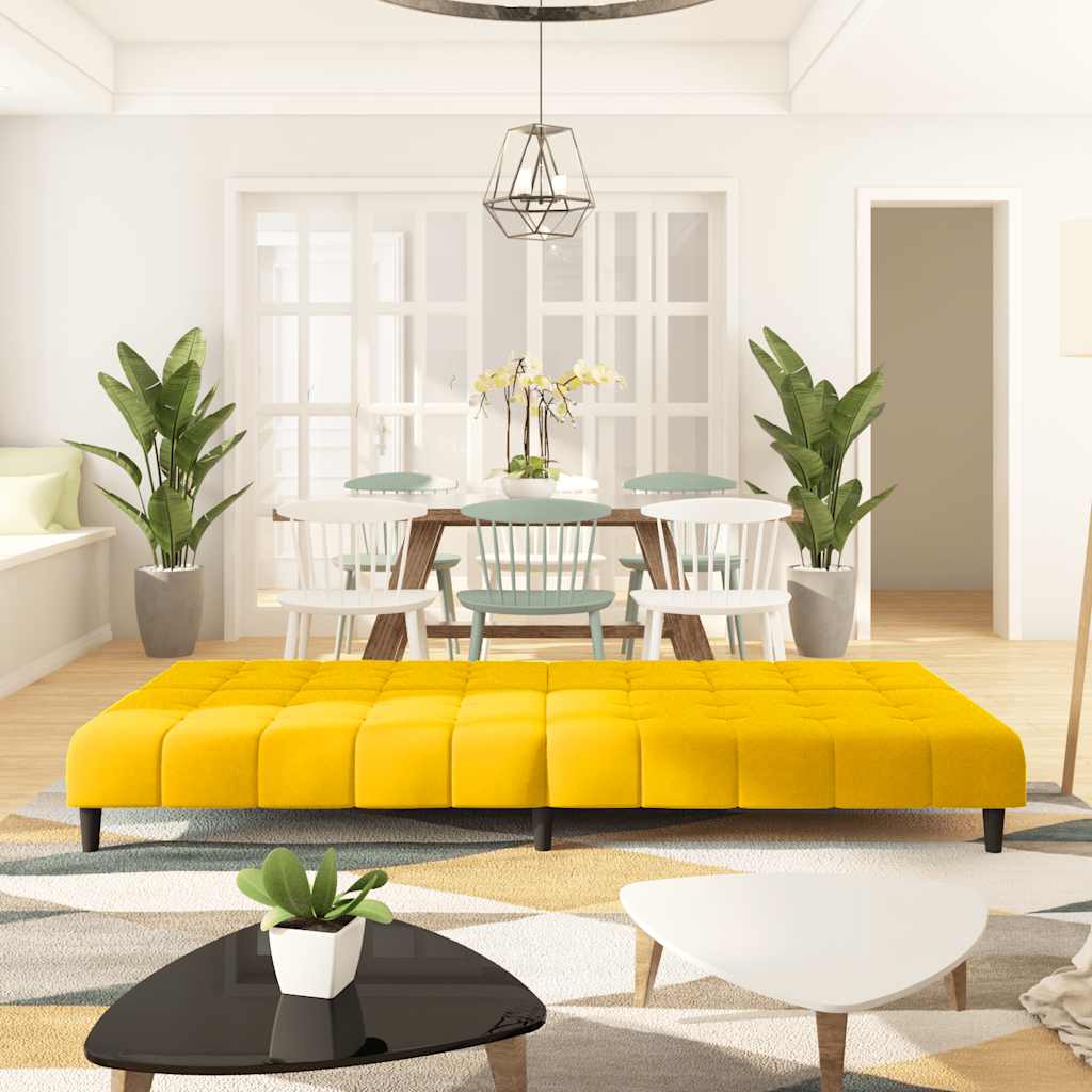 Divano Letto a 2 Posti Giallo in Velluto - homemem39