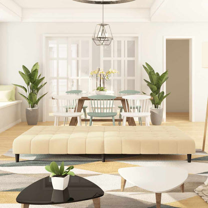 Divano Letto a 2 Posti Crema in Velluto - homemem39