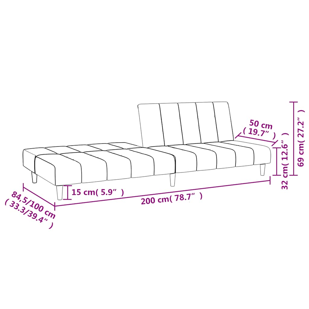 Divano Letto a 2 Posti Crema in Velluto | homemem39