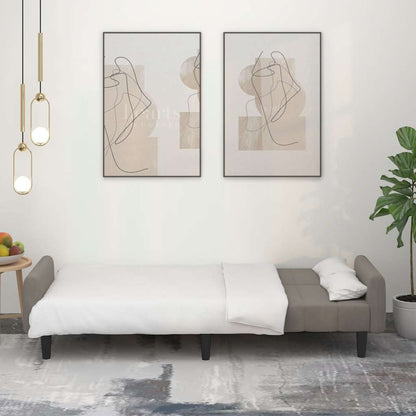 Divano Letto a 2 Posti Grigio Chiaro in Velluto - homemem39