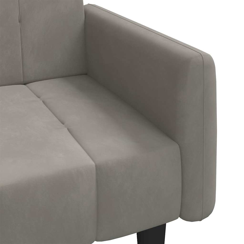 Divano Letto a 2 Posti Grigio Chiaro in Velluto - homemem39