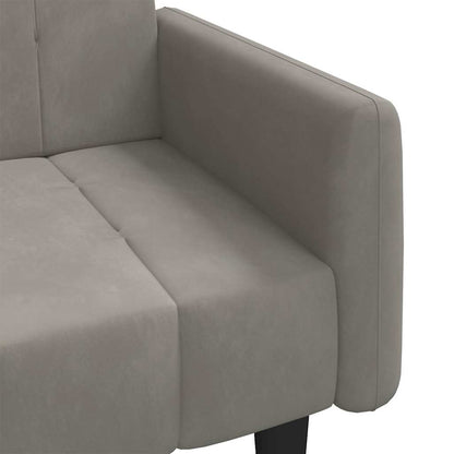 Divano Letto a 2 Posti Grigio Chiaro in Velluto - homemem39