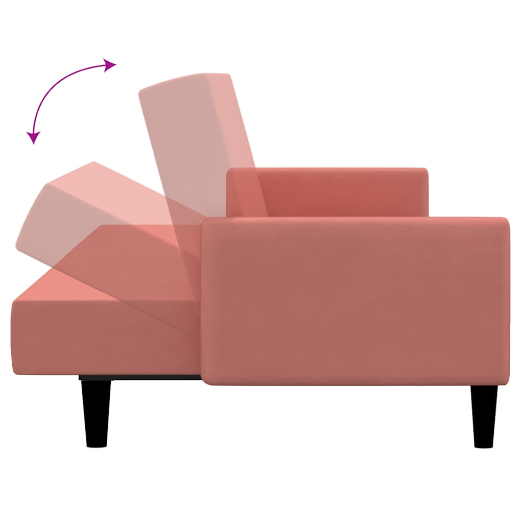 Divano Letto a 2 Posti Rosa in Velluto | homemem39
