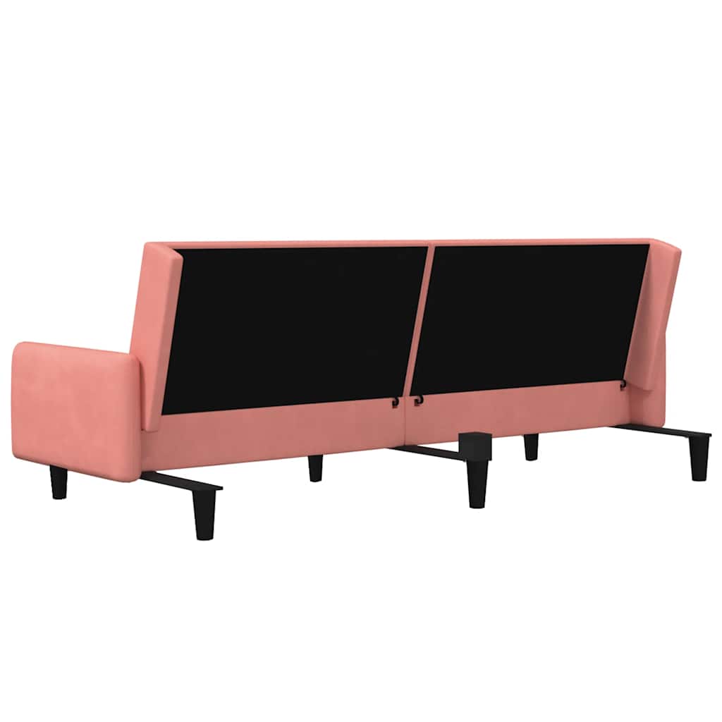 Divano Letto a 2 Posti Rosa in Velluto | homemem39