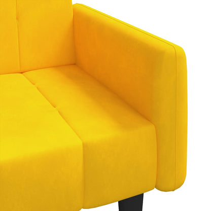 Divano Letto a 2 Posti Giallo in Velluto - homemem39