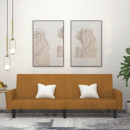 Divano Letto a 2 Posti Marrone in Velluto - homemem39