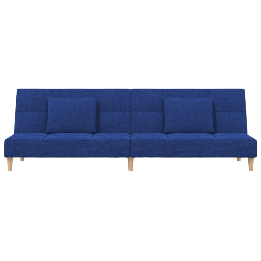 Divano Letto a 2 Posti con 2 Cuscini Blu in Tessuto | homemem39