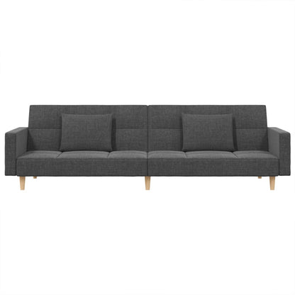 Divano Letto a 2 Posti con 2 Cuscini Grigio Chiaro in Tessuto - homemem39