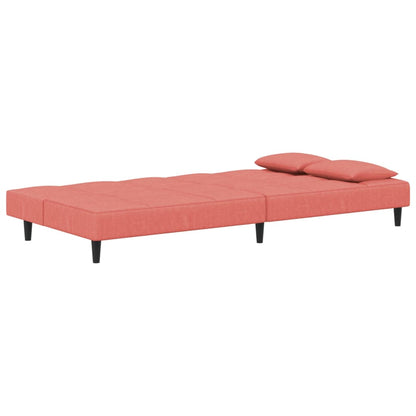 Divano Letto a 2 Posti con 2 Cuscini Rosa in Velluto | homemem39