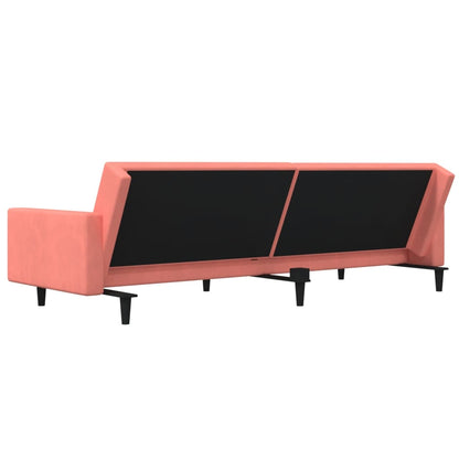 Divano Letto a 2 Posti con 2 Cuscini Rosa in Velluto | homemem39