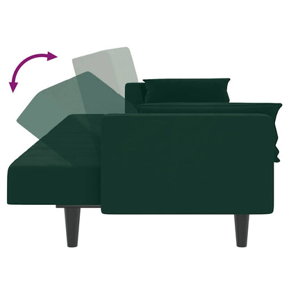 Divano Letto a 2 Posti con 2 Cuscini Verde Scuro in Velluto | homemem39