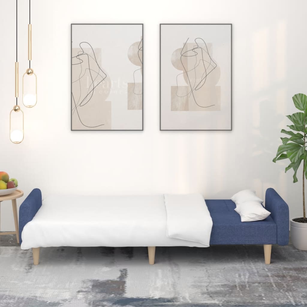 Divano Letto a 2 Posti Blu in Tessuto | homemem39